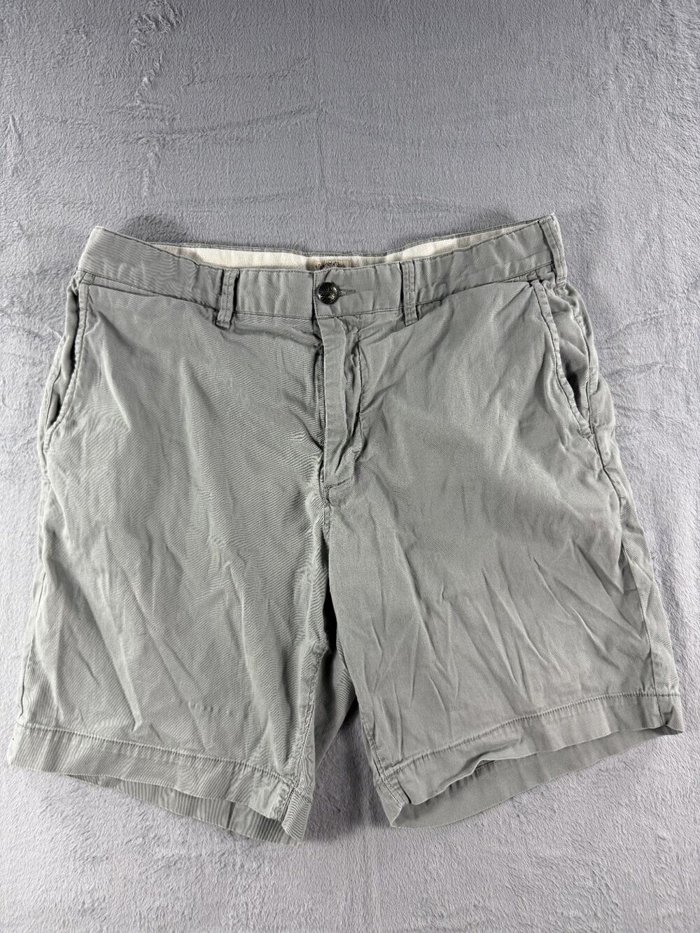 Faherty Mens Gray Island Life Chino Shorts Size 32x8 Flat Front Cotton Beach